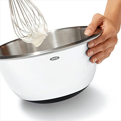 OXO Good Grips 3-Piece Stainless-Steel Mixing Bowl Set, White - Image 4