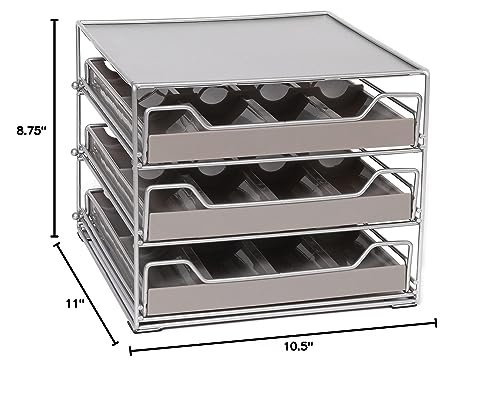 Lipper International 8724 Three-Tier Tilt-Down Kitchen and Cooking Spice Drawer Rack with 96 Labels, Silver, 24 Bottle Capacity - Image 2