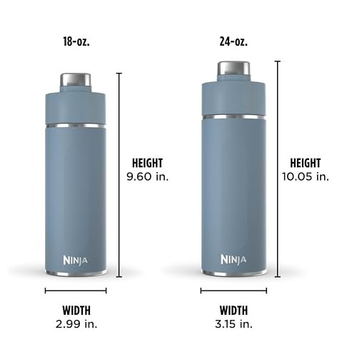Ninja DW2401BL Thirsti 24oz Travel Water Bottle, For Carbonated Sparkling Drinks, Colder and Fizzier Longer, Leak Proof, 24 Hrs Cold, Dishwasher Safe, Stainless Steel Insulated Tumbler, Storm Blue - Image 2
