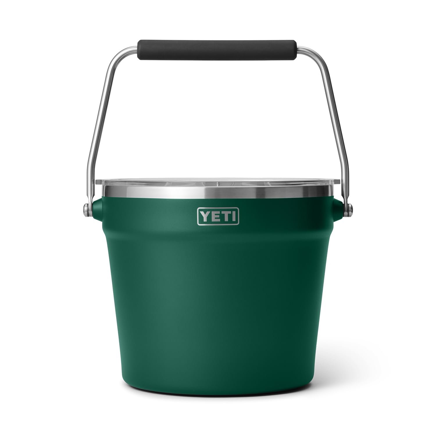 YETI Rambler Beverage Bucket, Double-Wall Vacuum Insulated Ice Bucket with Lid, Black Forest Green