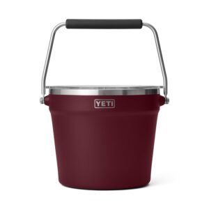 YETI Rambler Beverage Bucket, Double-Wall Vacuum Insulated Ice Bucket with Lid, Wild Vine Red