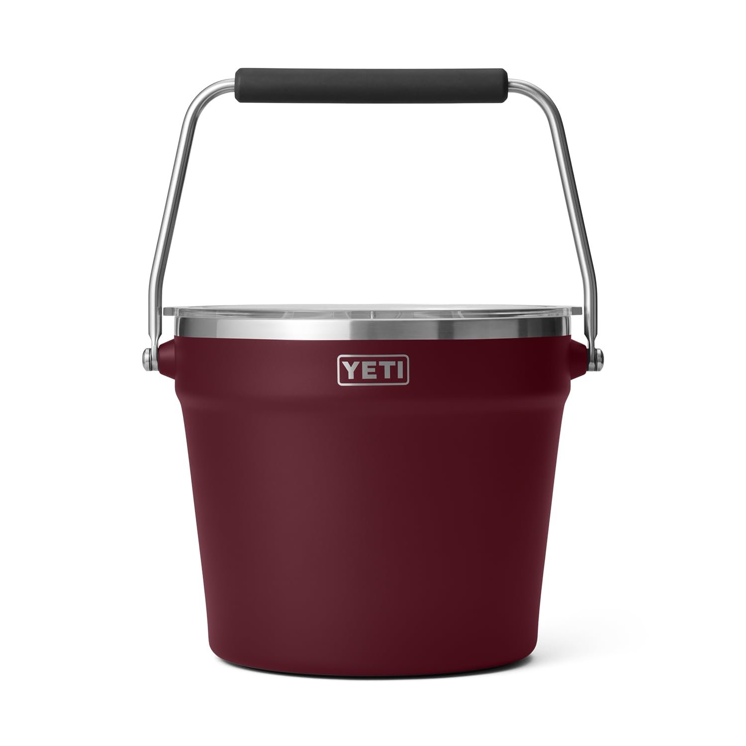 YETI Rambler Beverage Bucket, Double-Wall Vacuum Insulated Ice Bucket with Lid, Wild Vine Red