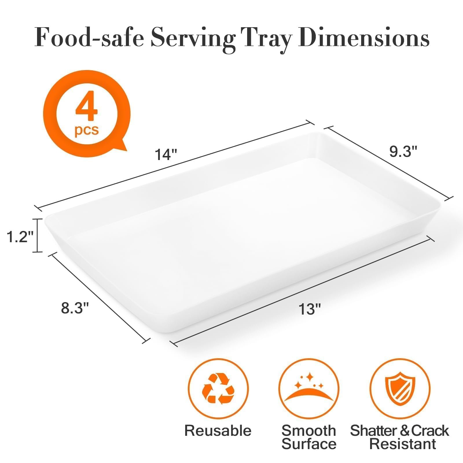 WOWBOX 4 pcs Serving Tray for Entertaining, Grilling BBQ Accessories, Serving Platters for Snacks, Fruit, Reusable Plastic Trays for Serving Food and Pantry Organization in Kitchen & for Parties - Image 7