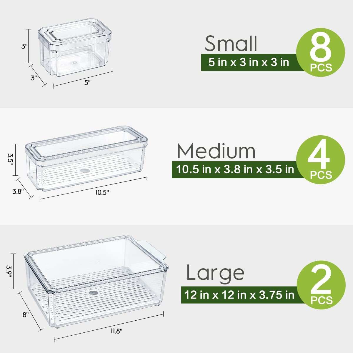 ZIJUND 14 Pack Fridge Organizer, Stackable Refrigerator Organizer Bins with Lids, BPA-Free Fridge Organizers and Storage Containers for Fruit, Vegetable, Food, Drinks, Cereals, Clear - Image 3