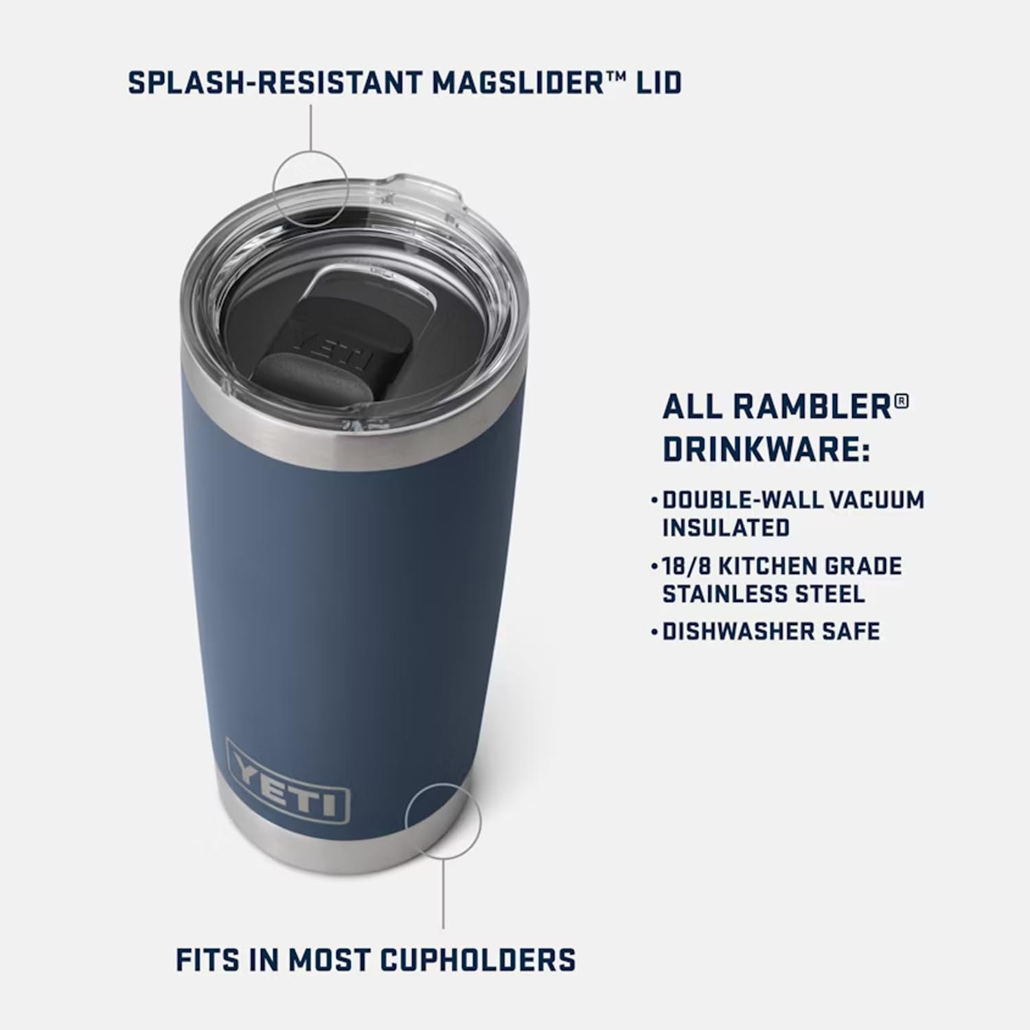 YETI Rambler 20 oz Tumbler, Stainless Steel, Vacuum Insulated with MagSlider Lid, Black Forest Green - Image 7