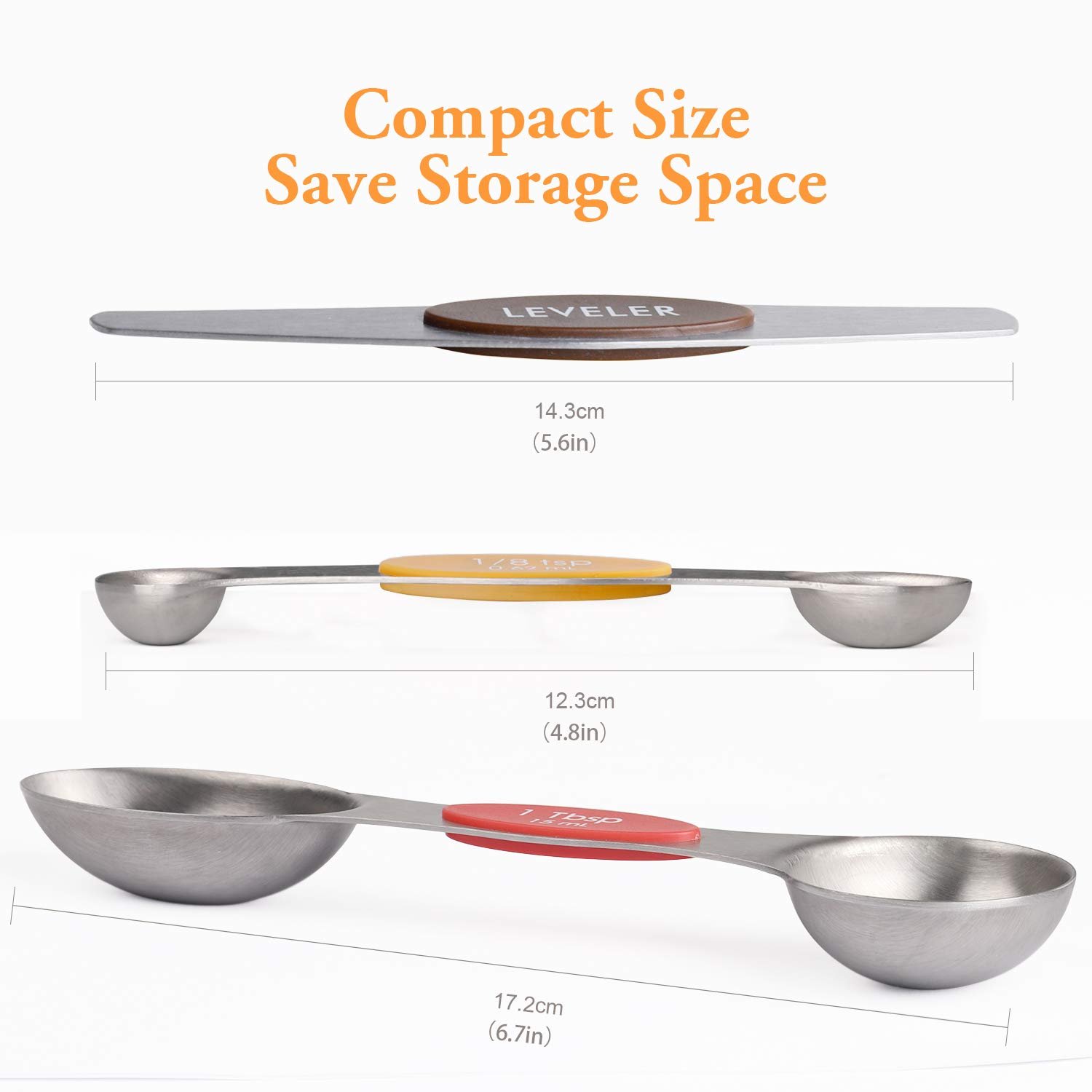 Magnetic Measuring Spoons Set of 8 Stainless Steel Dual Sided Stackable Measuring Spoons Nesting Teaspoons Tablespoons for Measuring Dry and Liquid Ingredients - Image 9