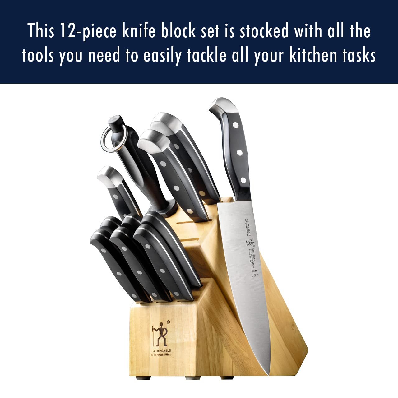 HENCKELS Premium Quality 12-Piece Statement Knife Set with Block, Razor-Sharp, German Engineered Informed by over 100 Years of Masterful Knife Making, Lightweight and Strong, Dishwasher Safe - Image 11