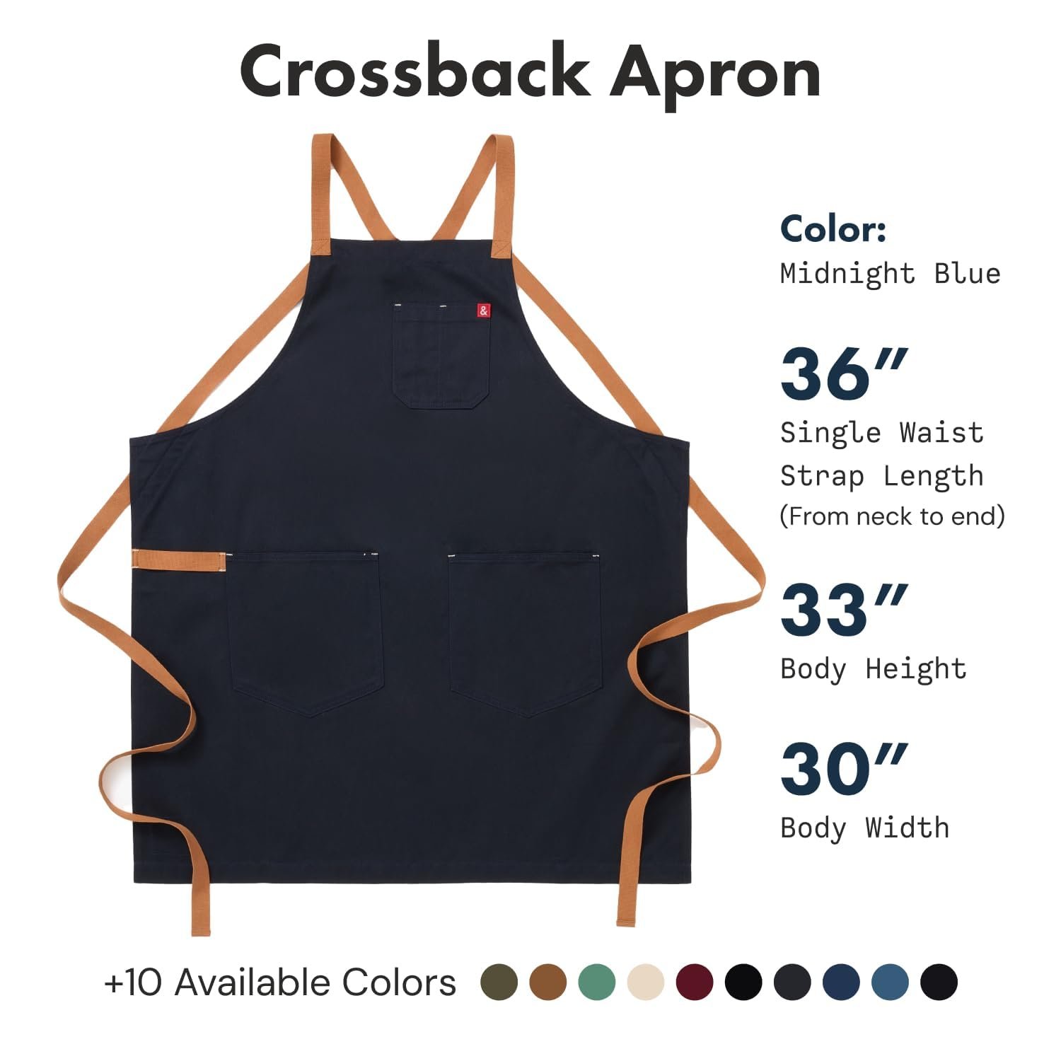 hedley & bennett Crossback Apron - Crossback Chef Apron with Pockets - 100% Cotton Twill, 8oz - Midnight Blue - Image 6