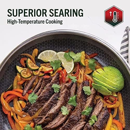 HexClad Hybrid Nonstick 6-Piece Fry Pan Set, 8, 10, and 12-Inch Frying Pans with Tempered Glass Lids, Stay-Cool Handles, Dishwasher-Friendly, Induction Ready, Compatible with All Cooktops - Image 2