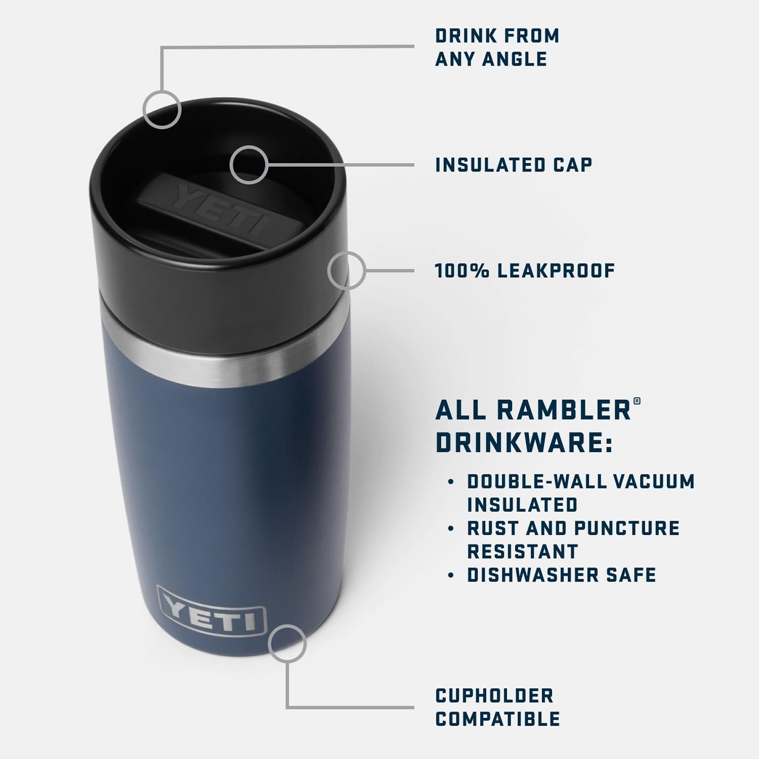 YETI Rambler 12 oz Travel Bottle, Stainless Steel, Vacuum Insulated with Leakproof Commuter Cap, Black - Image 8
