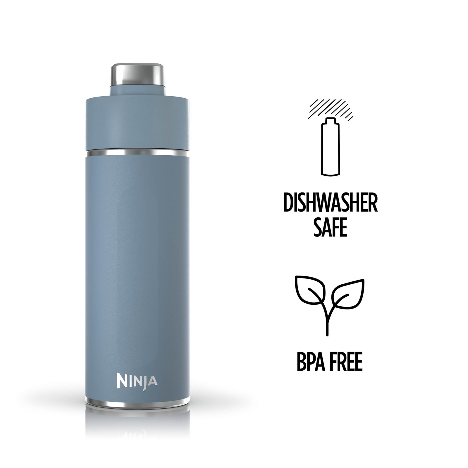 Ninja DW2401BL Thirsti 24oz Travel Water Bottle, For Carbonated Sparkling Drinks, Colder and Fizzier Longer, Leak Proof, 24 Hrs Cold, Dishwasher Safe, Stainless Steel Insulated Tumbler, Storm Blue - Image 3
