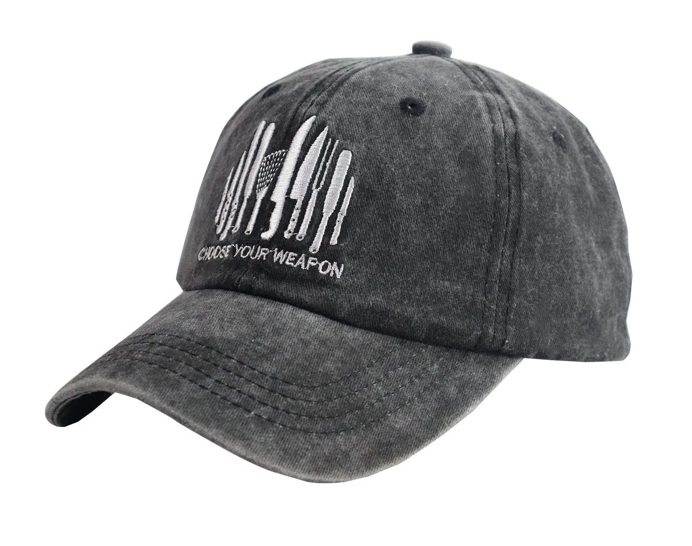 Unisex Skull-Chef Cooking Skull Vintage Jeans Adjustable Embroidered Baseball Cap Cotton Denim Dad Hat (Choose Your Weapon) - Image 5