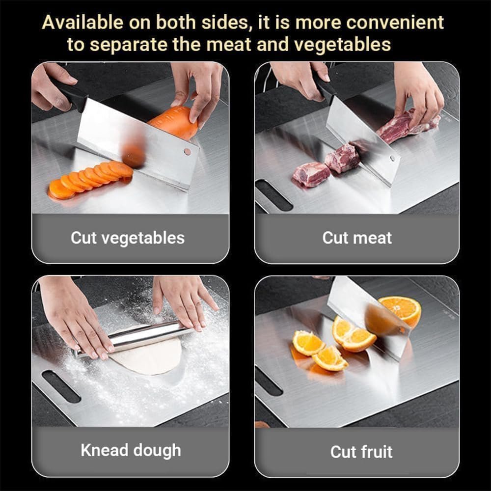 Titanium Cutting Board - 2025 New Upgrade 100% Pure Titanium Cutting Boards For Kitchen, 1 Pack Double-sided food-grade Cutting Board For Cutting Meats, Fruits And Vegetables (12"L x 9"W) - Image 4