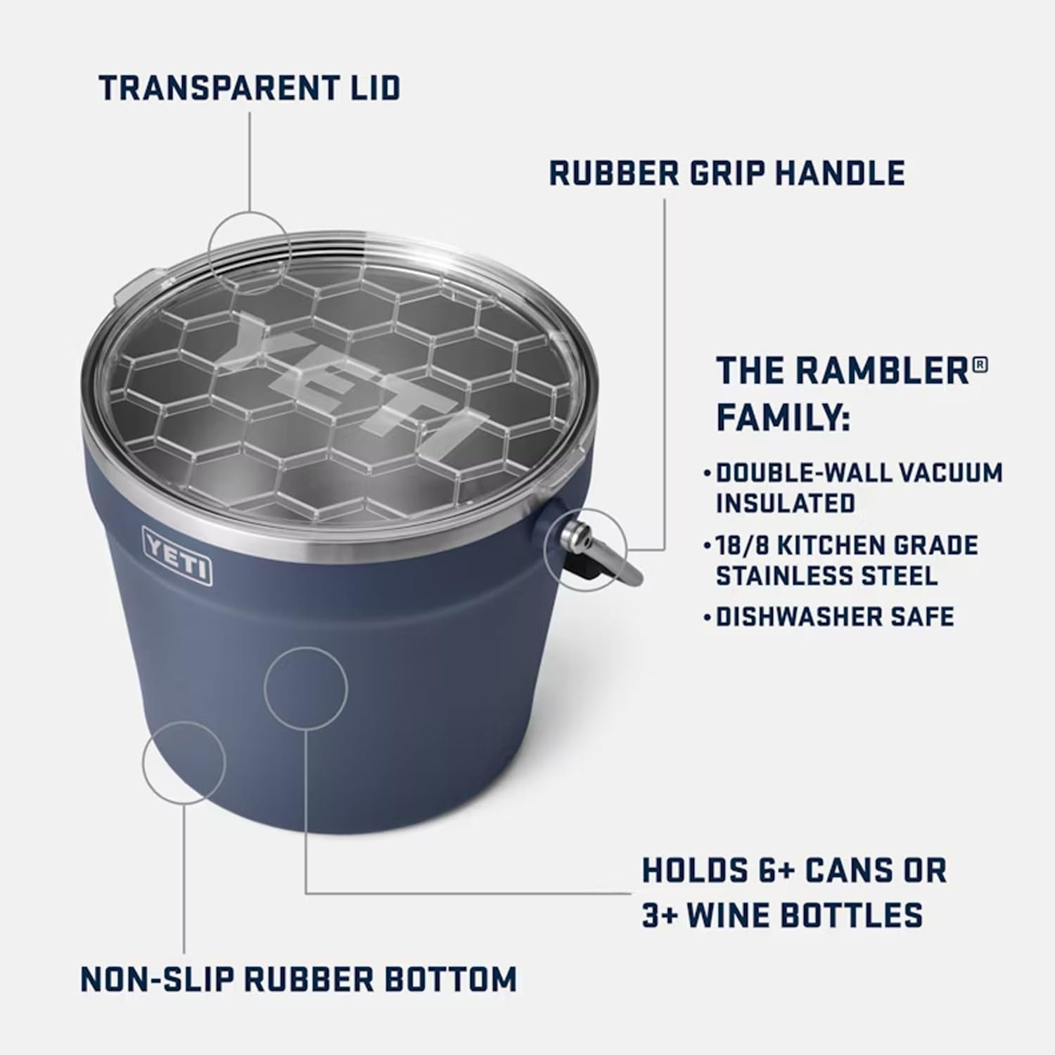 YETI Rambler Beverage Bucket, Double-Wall Vacuum Insulated Ice Bucket with Lid, Black Forest Green - Image 8