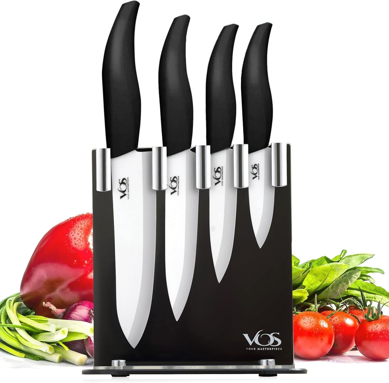Vos Bread Knife-Serrated Blade Includes Protective Sheath Elegant Box, 8 Inch, Red
