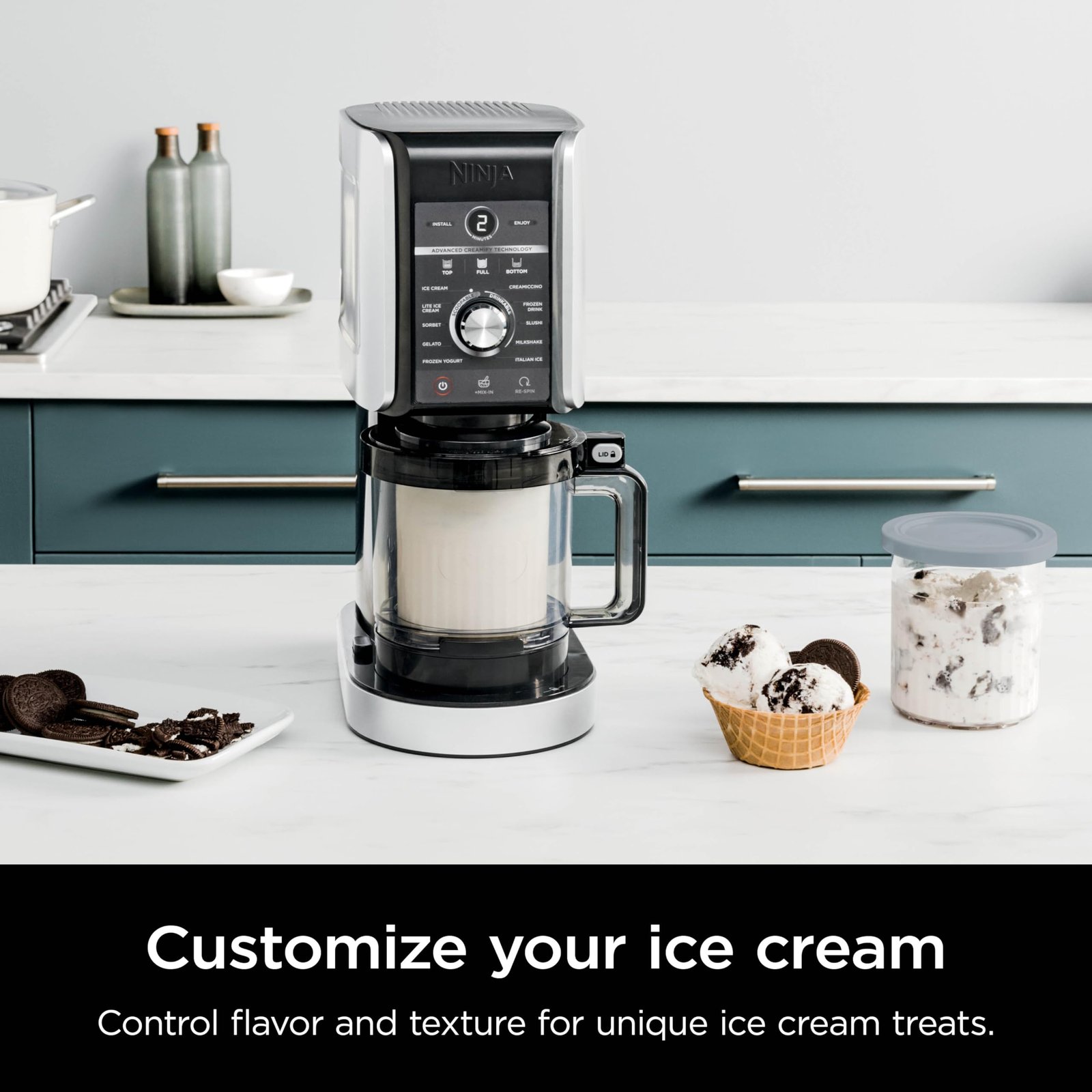 Ninja CREAMi Deluxe Ice Cream & Frozen Treat Maker for Ice Cream, Sorbet, Milkshakes, Frozen Yogurt, & More, 11-in-1, XL Capacity, Silver, Includes (2) Family-Sized 24 oz. Tubs, NC501 - Image 13
