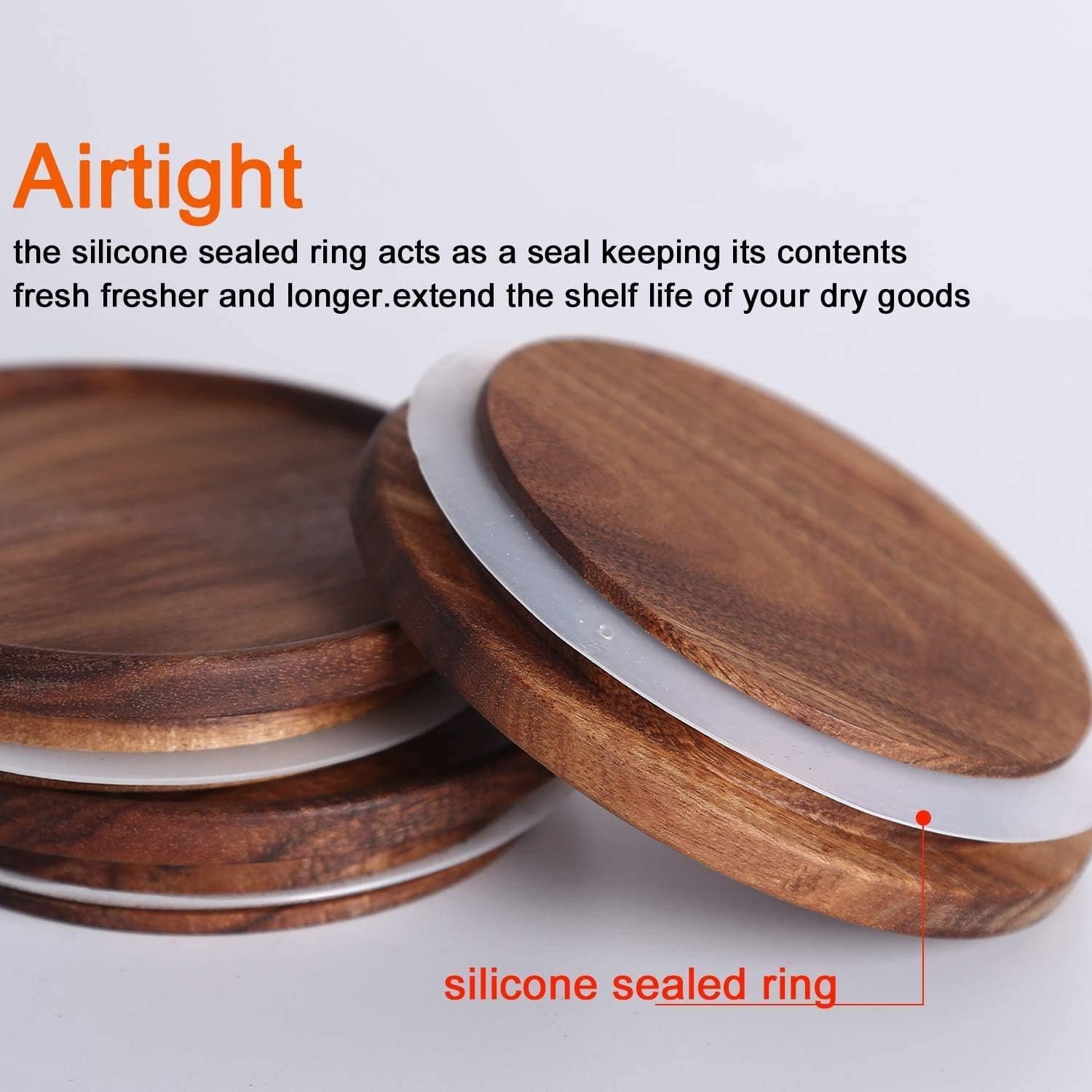 KKC HOME ACCENTS Clear Glass Food Storage Canisters with Airtight Wooden Lids and Scoops,Air Tight Sealed Glass Canisters with Spoons for Ground Coffee and Beans,Loose Tea,Flour,Sugar,47 Fl oz - Image 4