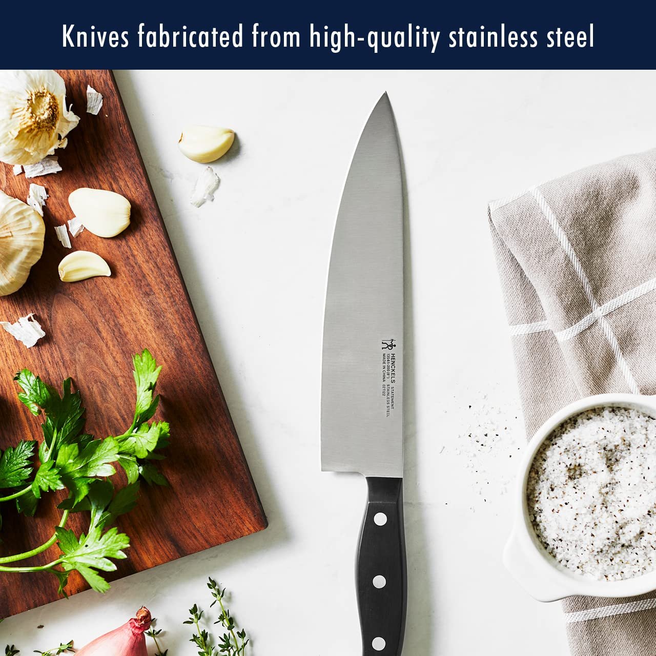 HENCKELS Premium Quality 12-Piece Statement Knife Set with Block, Razor-Sharp, German Engineered Informed by over 100 Years of Masterful Knife Making, Lightweight and Strong, Dishwasher Safe - Image 10