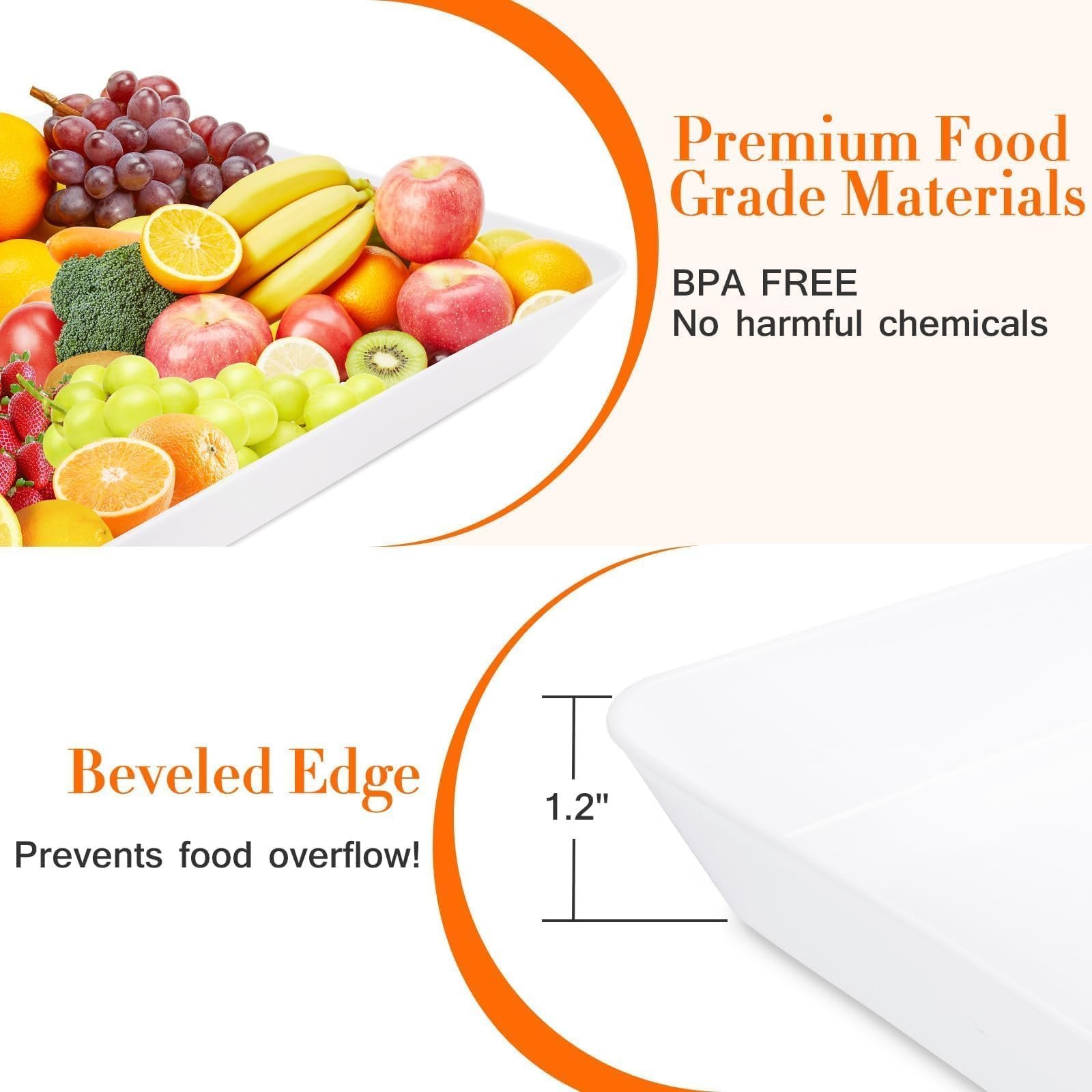 WOWBOX 4 pcs Serving Tray for Entertaining, Grilling BBQ Accessories, Serving Platters for Snacks, Fruit, Reusable Plastic Trays for Serving Food and Pantry Organization in Kitchen & for Parties - Image 6