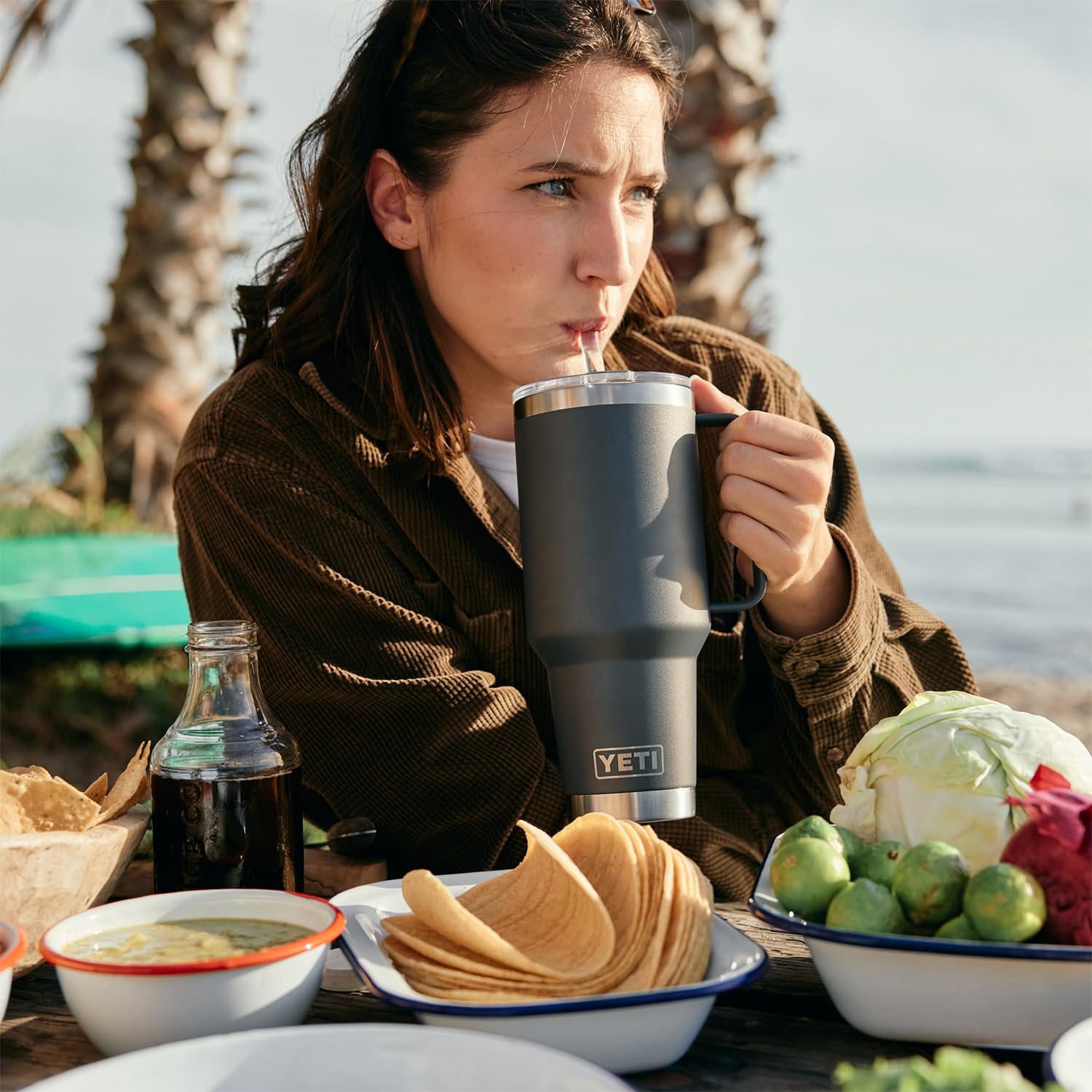 YETI Rambler 42 oz Straw Mug, Vacuum Insulated, Stainless Steel, Wild Vine Red - Image 6