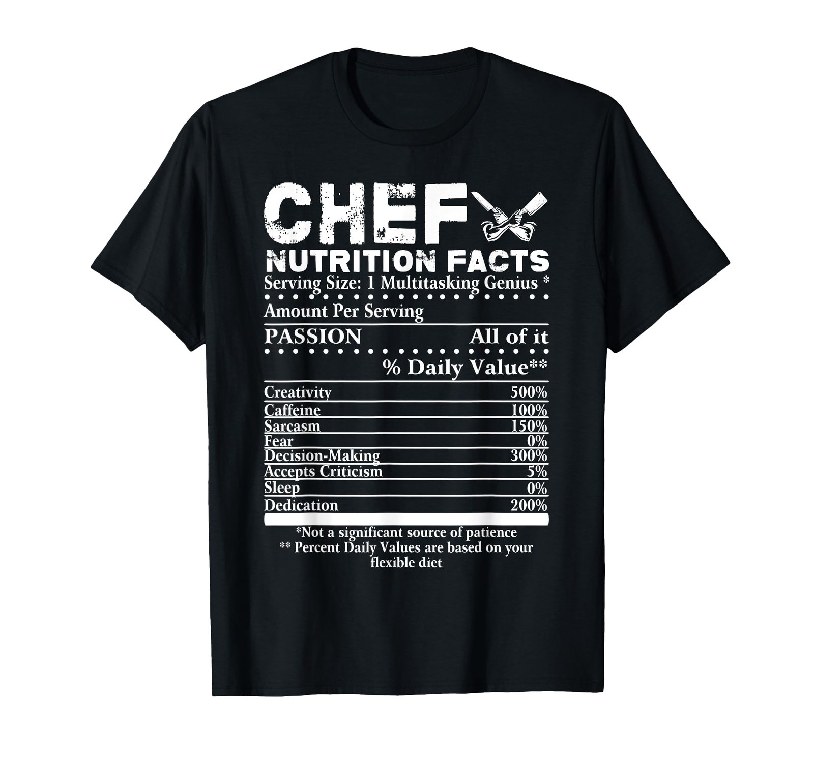 Chef Nutrition Facts T-Shirt Cool Chef Tee Gift For Chefs T-Shirt
