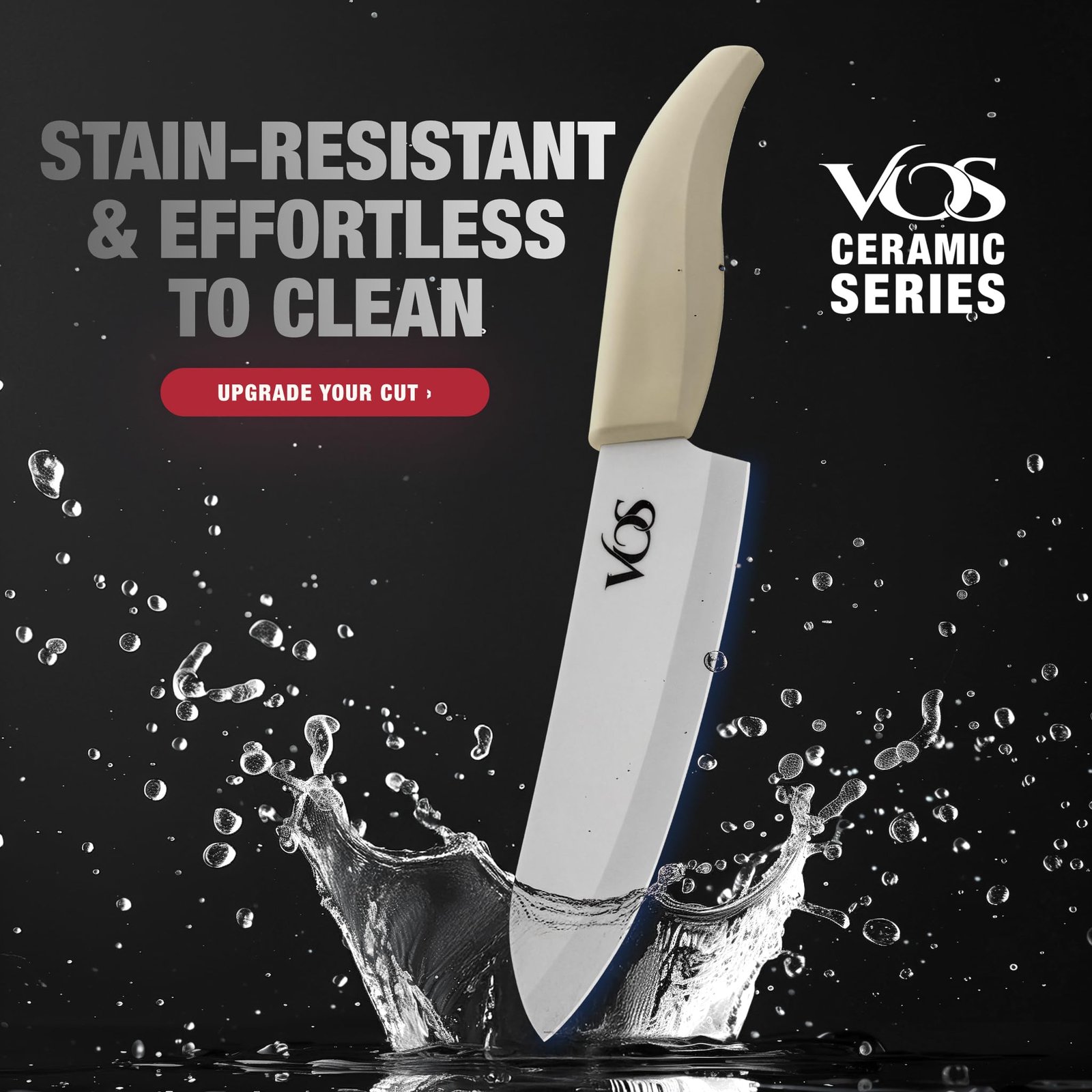 Vos Ceramic Knife Set – 4 Knives (3", 4", 5", 6") with Covers, Kitchen Scissors included | White Knives Set for Kitchen | Non-Stick Blades, Ergonomic Handles, For Cooking, Chopping & Peeling (Beige) - Image 3