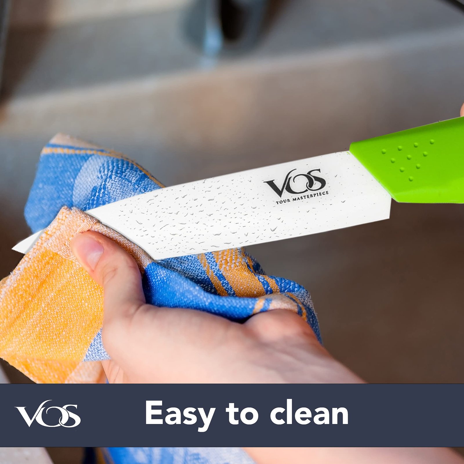 Vos Ceramic Paring Knife - 4 Inch Zirconia Blade With Sheath Cover - Handle Fruit and Vegetables Kitchen Knife (Green) - Image 4