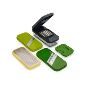 Joseph Joseph Multi-Prep Compact 4-in-1 Multifunctional Set, Kitchen Vegetable Chopper & Dicer, Cheese Grater, Mandoline Veggie Slicer, Food Julienne Cutter with Container