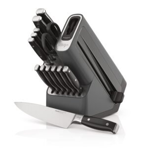 Ninja Knife Set, Knife Sharpener, Knife Block Set, Stainless Steel Knives, 14 Piece Set, Steak Knives, Chef Knives and More, Foodi NeverDull, Black, K32014