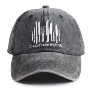 Unisex Skull-Chef Cooking Skull Vintage Jeans Adjustable Embroidered Baseball Cap Cotton Denim Dad Hat (Choose Your Weapon)