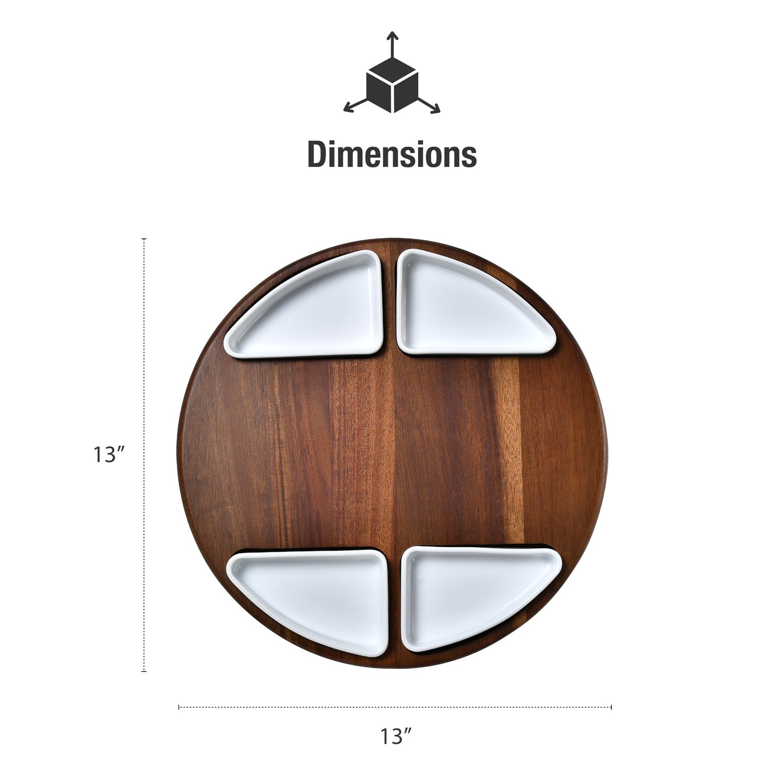 Shanik Upgraded Lazy Susan Cheese Cutting Board Set - Round Acacia Charcuterie Board With 4 Ceramic Bowls - Wedding Gifts - Cheese Serving Platter - Bridal Shower - Image 4