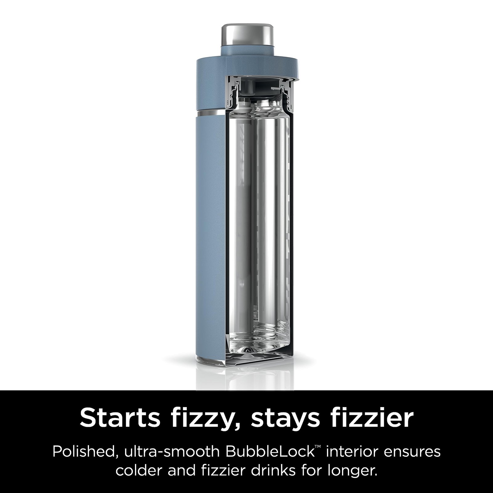 Ninja DW2401BL Thirsti 24oz Travel Water Bottle, For Carbonated Sparkling Drinks, Colder and Fizzier Longer, Leak Proof, 24 Hrs Cold, Dishwasher Safe, Stainless Steel Insulated Tumbler, Storm Blue - Image 8