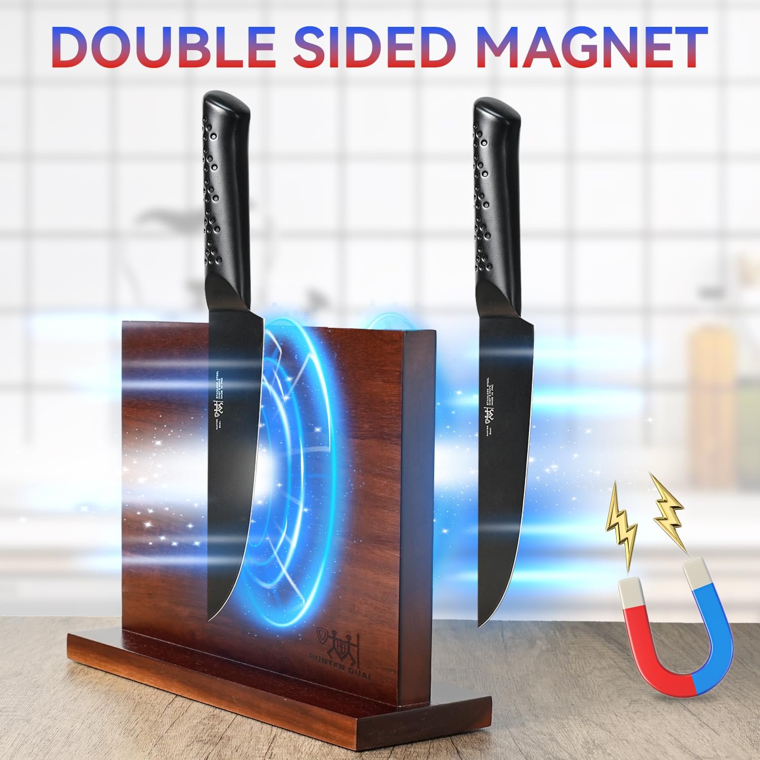 Magnetic Knife Holder with Enhanced Magnets, Multifunctional Countertop Magnetic Knife Block Stand, Universal Knife Storage & Kitchen Tool Organizer for Counter Top - Image 5