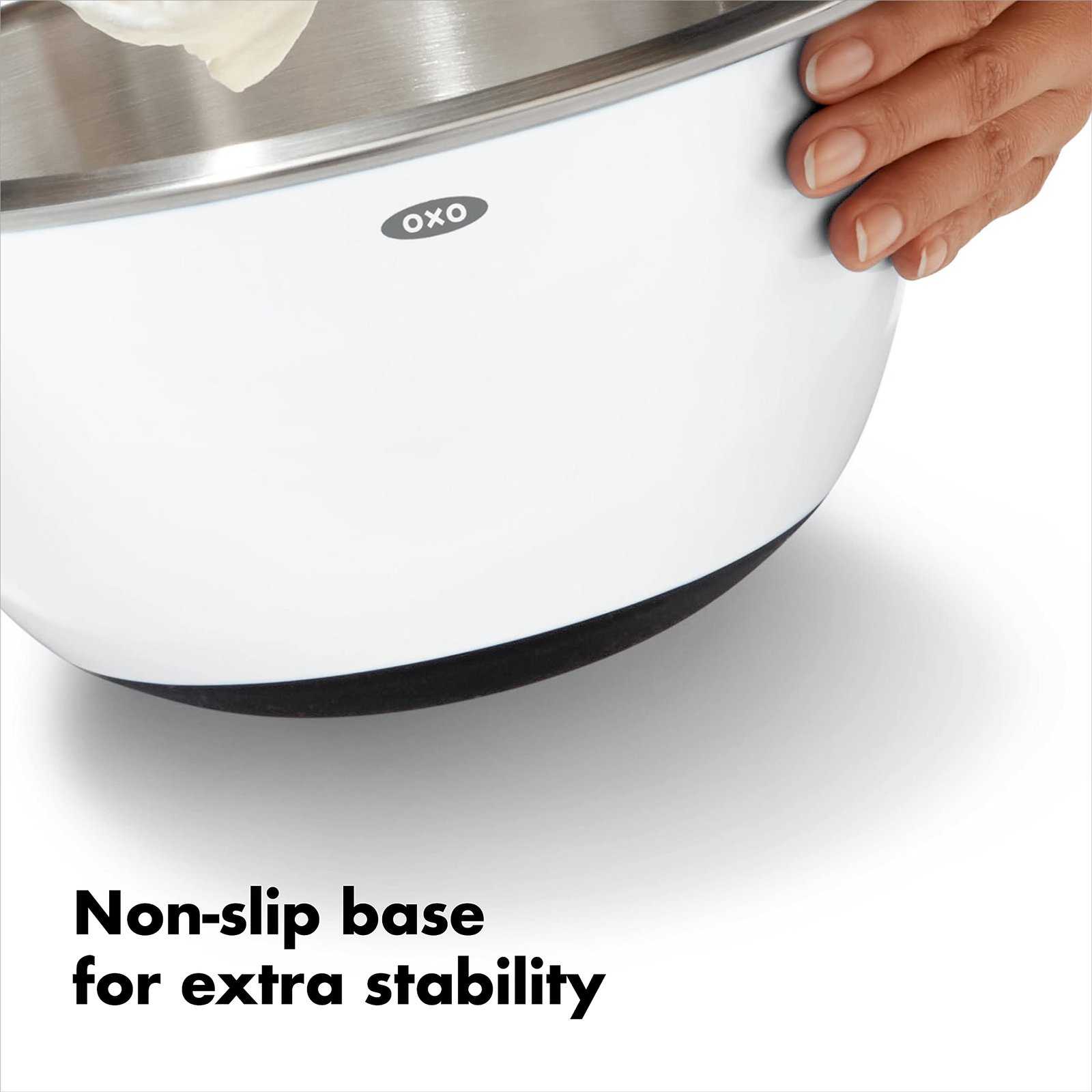 OXO Good Grips 3-Piece Stainless-Steel Mixing Bowl Set, White - Image 9