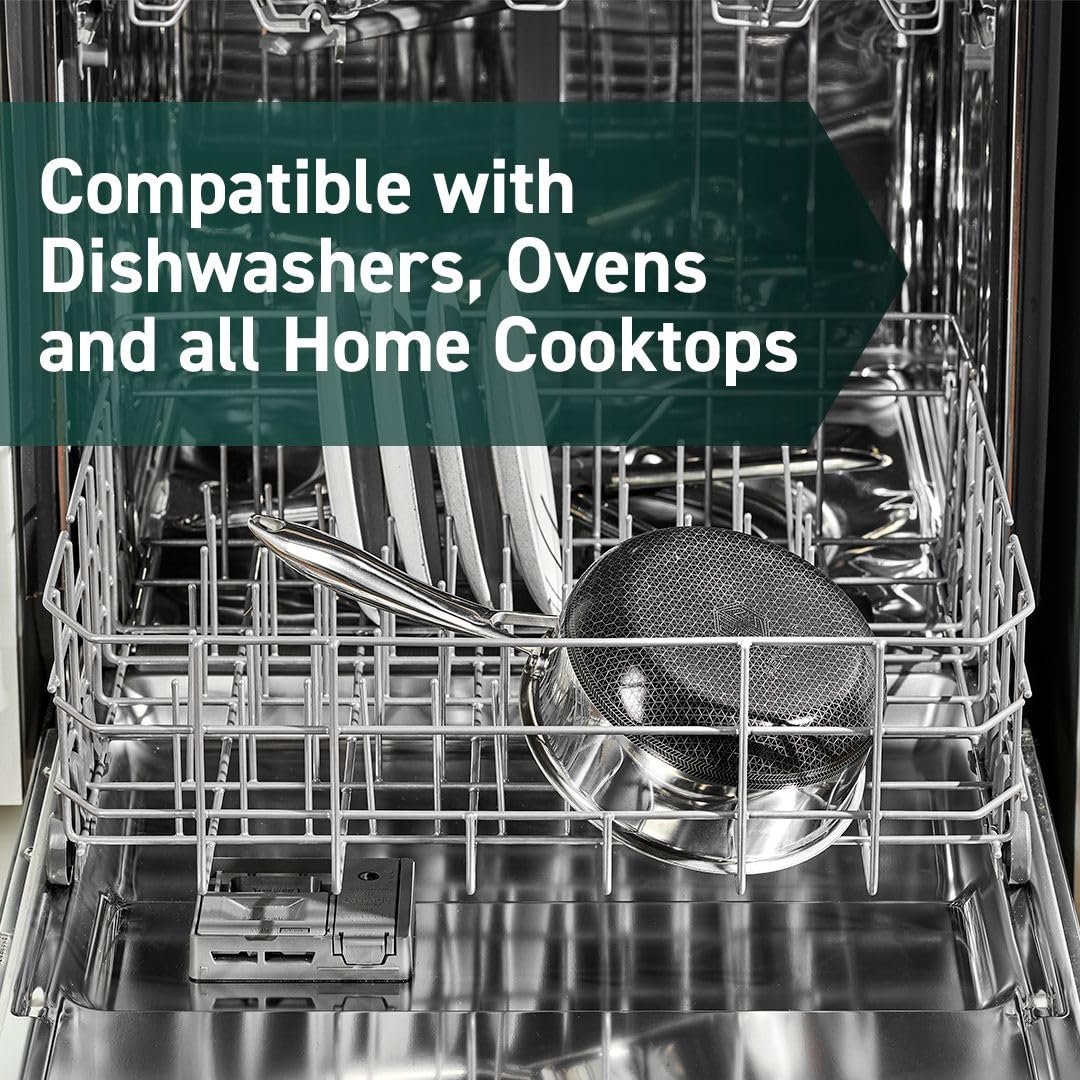 HexClad Hybrid Nonstick 6-Piece Pot Set with 2 Silicone Trivets, 2, 3, and 8-Quart Pots with Tempered Glass Lids, Stay-Cool Handles, Dishwasher-Friendly, Induction Ready, Compatible with All Cooktops - Image 3