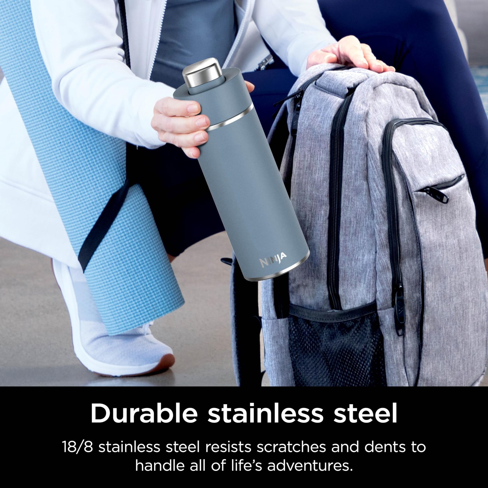 Ninja DW2401BL Thirsti 24oz Travel Water Bottle, For Carbonated Sparkling Drinks, Colder and Fizzier Longer, Leak Proof, 24 Hrs Cold, Dishwasher Safe, Stainless Steel Insulated Tumbler, Storm Blue - Image 4