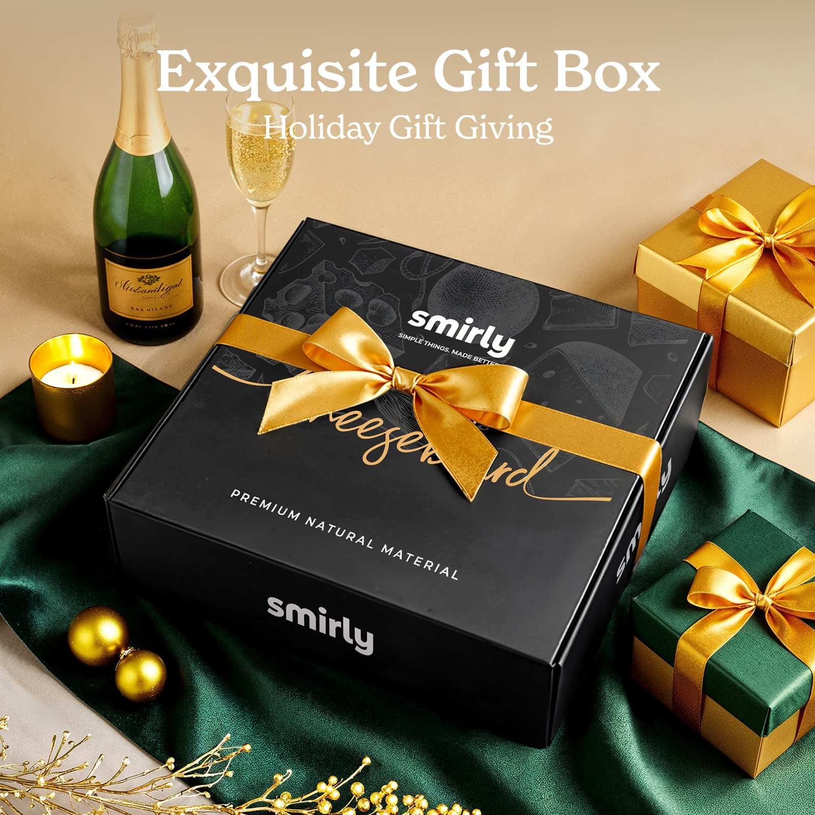 SMIRLY Charcuterie Board Set - Large Bamboo Cheese Board for Serving - House Warming Gifts New Home, Wedding & Bridal Shower Gift, Birthday Gift for Women - Image 5