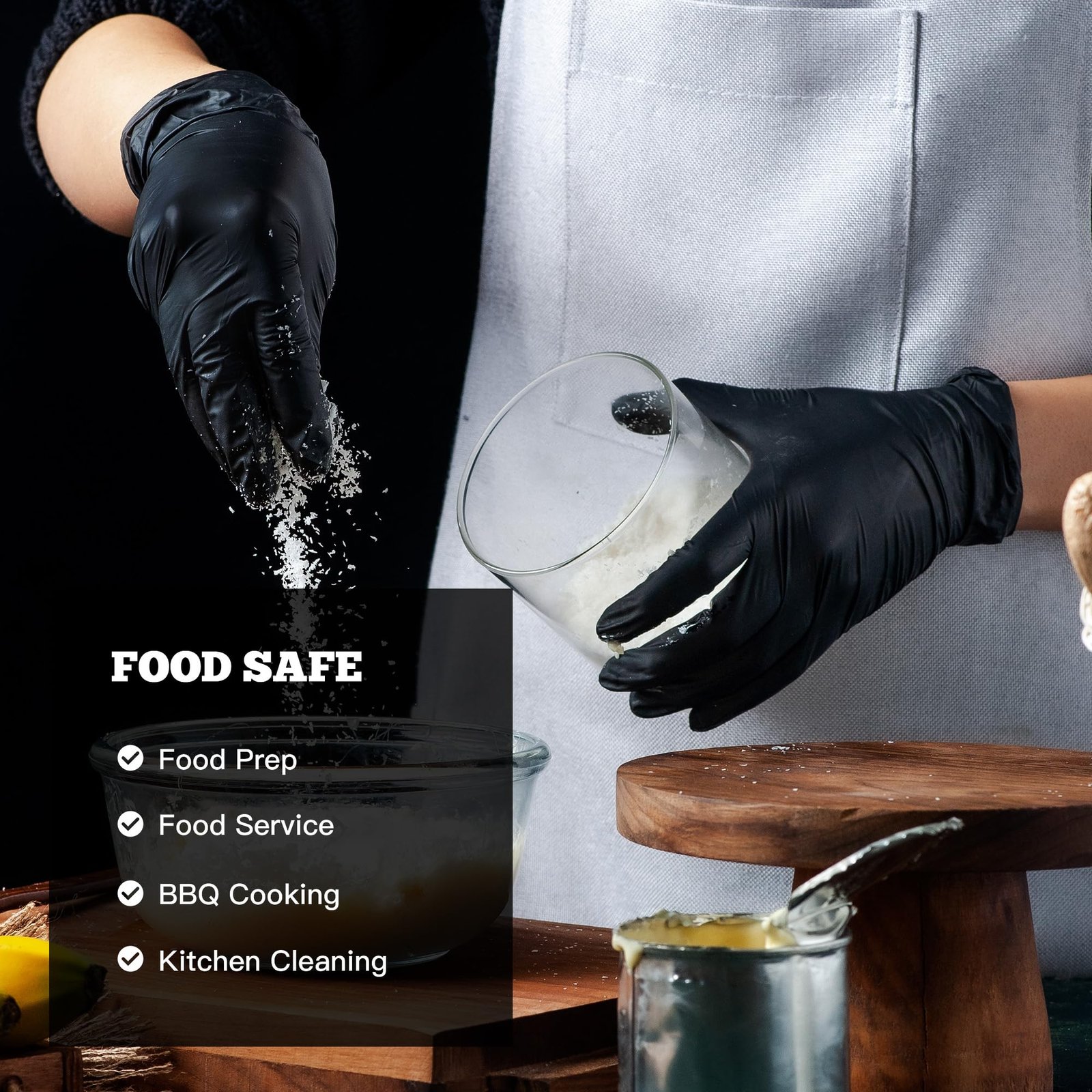 TitanFlex Disposable Nitrile Exam Gloves, 6-mil, Black, Large 100-ct Box, Heavy Duty Disposable Gloves, Cooking Gloves, Mechanic Gloves, Latex Free Gloves, Food Safe Rubber Gloves for Food Prep - Image 6