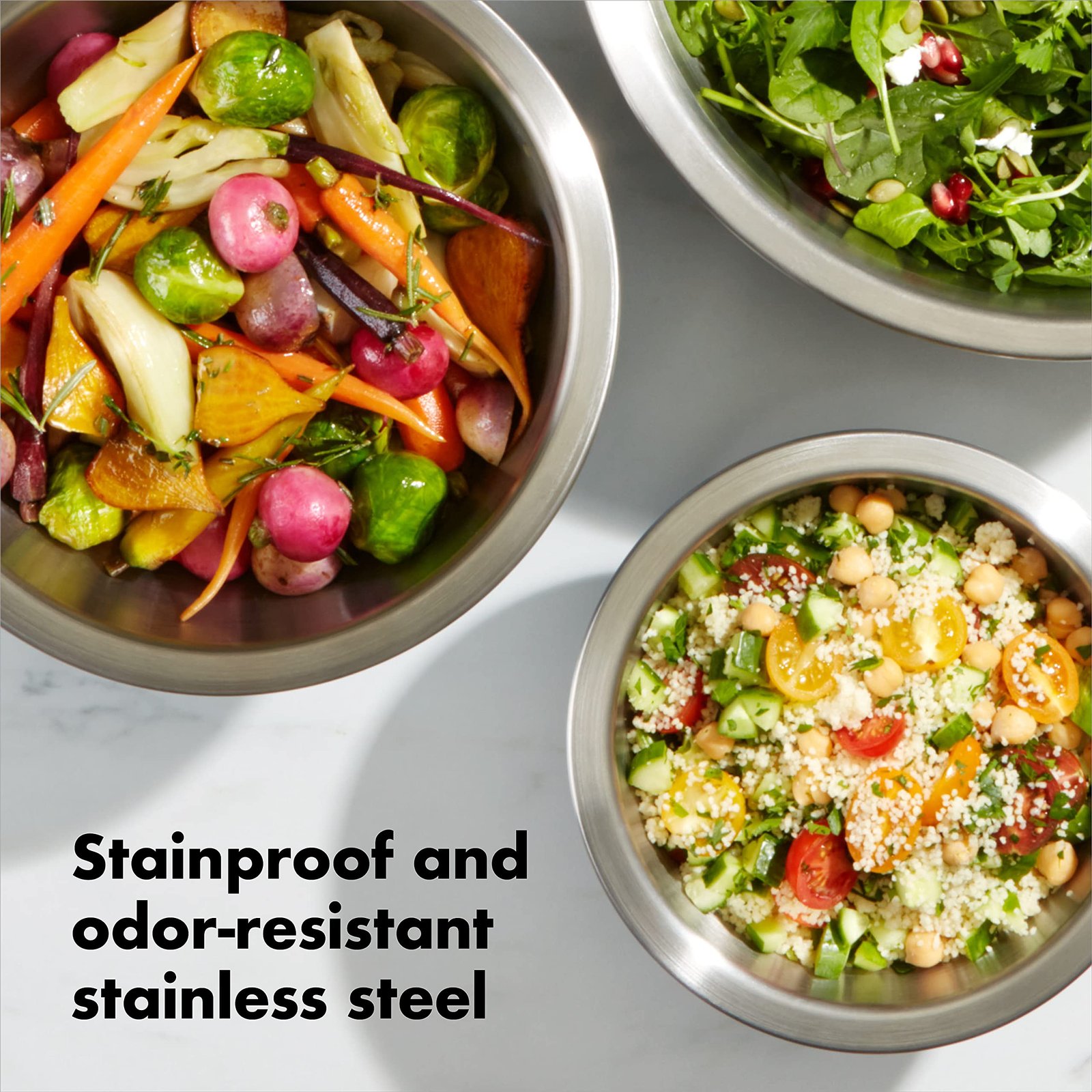 OXO Good Grips 3-Piece Stainless-Steel Mixing Bowl Set, White - Image 10