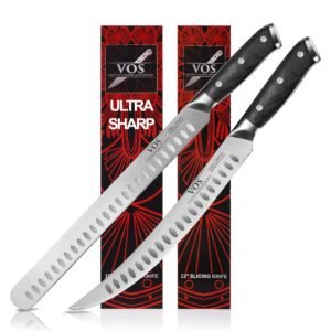 Vos 10" & 12" Carving Knife Set – German Steel Brisket & Butcher Knives with Ergonomic Handles – Razor Sharp Full Tang BBQ Slicer Duo – Gift Box Included