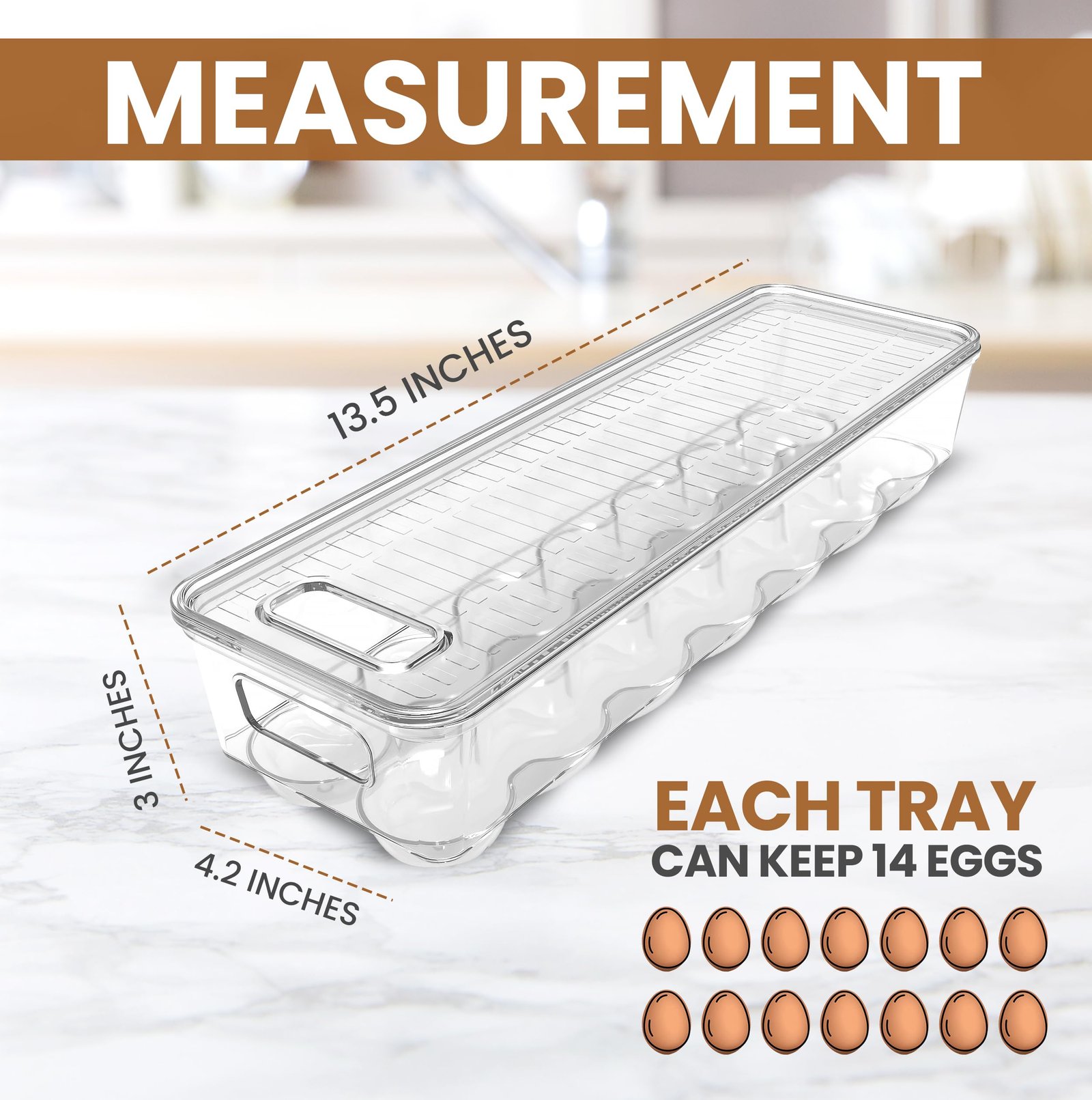 Utopia Home Egg Container With Lid and Handle for Refrigerator Organization- Pack of 2 - Clear Stackable Egg Holder for Kitchen or Pantry Organizers and Storage - Image 8