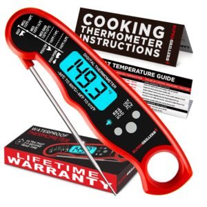 Alpha Grillers Meat Thermometer Digital - Instant Read Food Thermometer for Cooking Grilling Air Fryer Griddle Probe Kitchen Gadgets Essentials BBQ Accessories Grill Gifts for Men Him Dad Birthday
