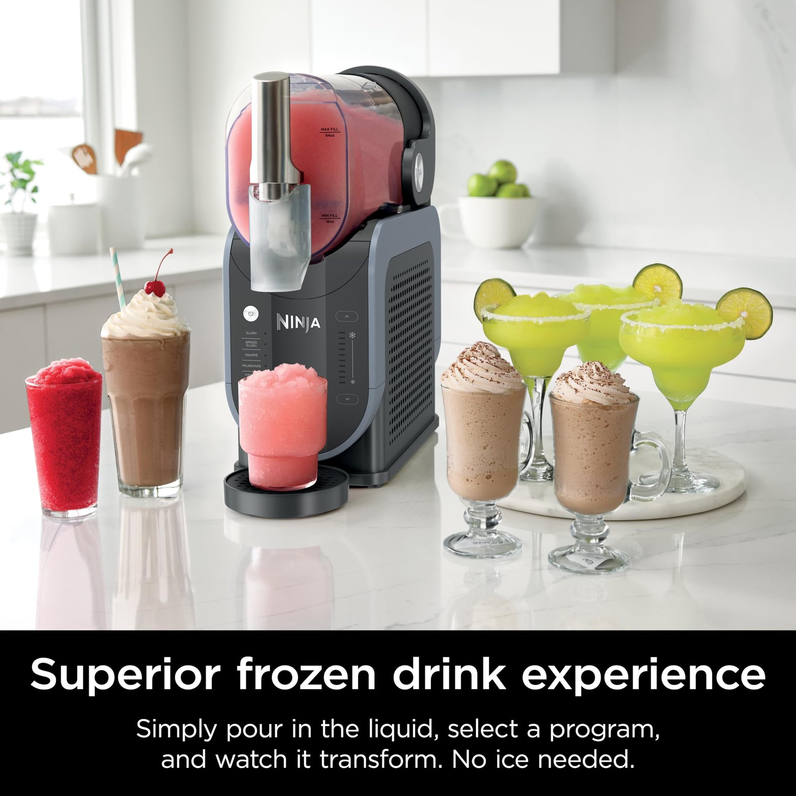 Ninja SLUSHi with RapidChill Technology, 88 oz. Frozen Drink & Slushie Machine, 5 Preset Programs, Margaritas, Frappés, and More, Premium Accents, Black, FS301 - Image 10