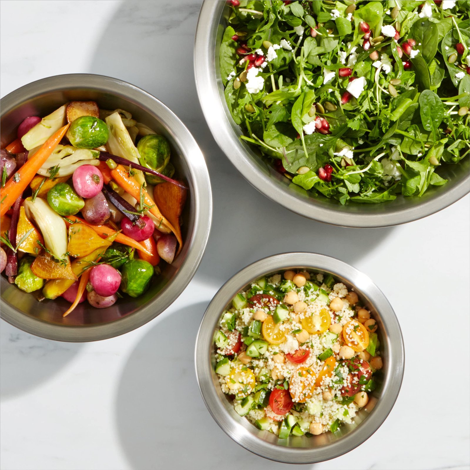 OXO Good Grips 3-Piece Stainless-Steel Mixing Bowl Set, White - Image 5