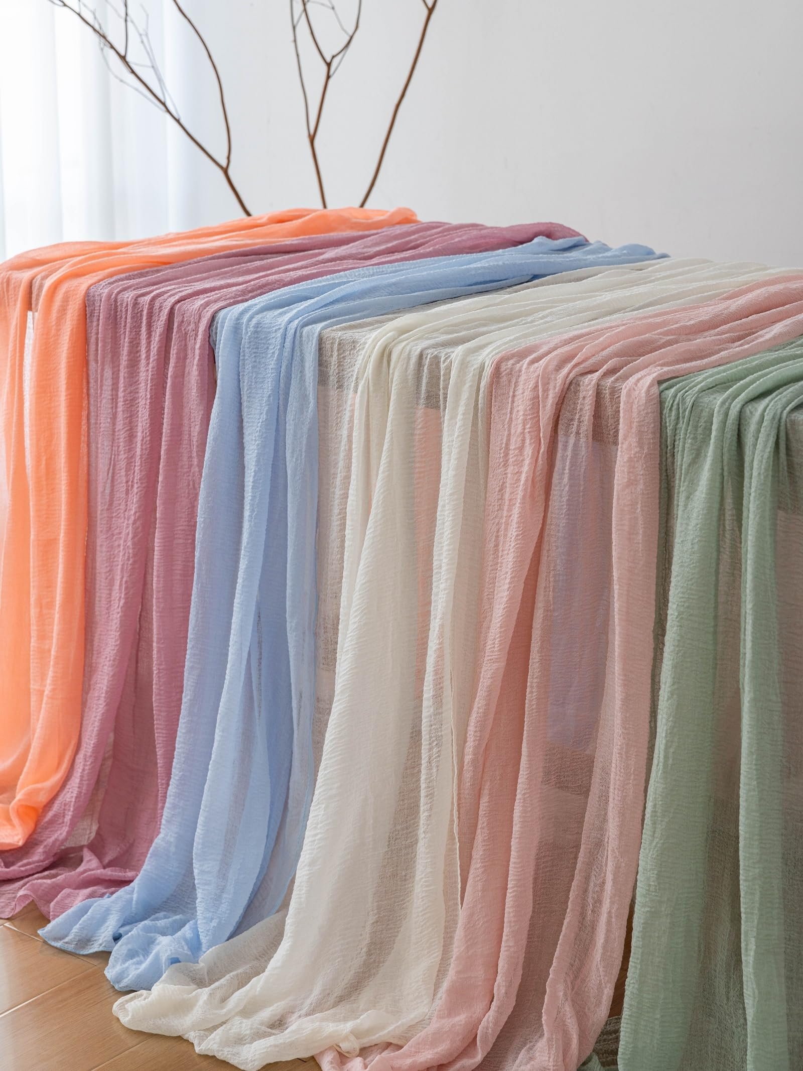 Keketo Sage Green Table Runner Cheesecloth 120 Inch 10 FT Rustic Boho Cheese Cloth Table Runner for Wedding Baby Shower Bridal Shower Sheer Gauze Centerpiece Summer Home Decorations - Image 2