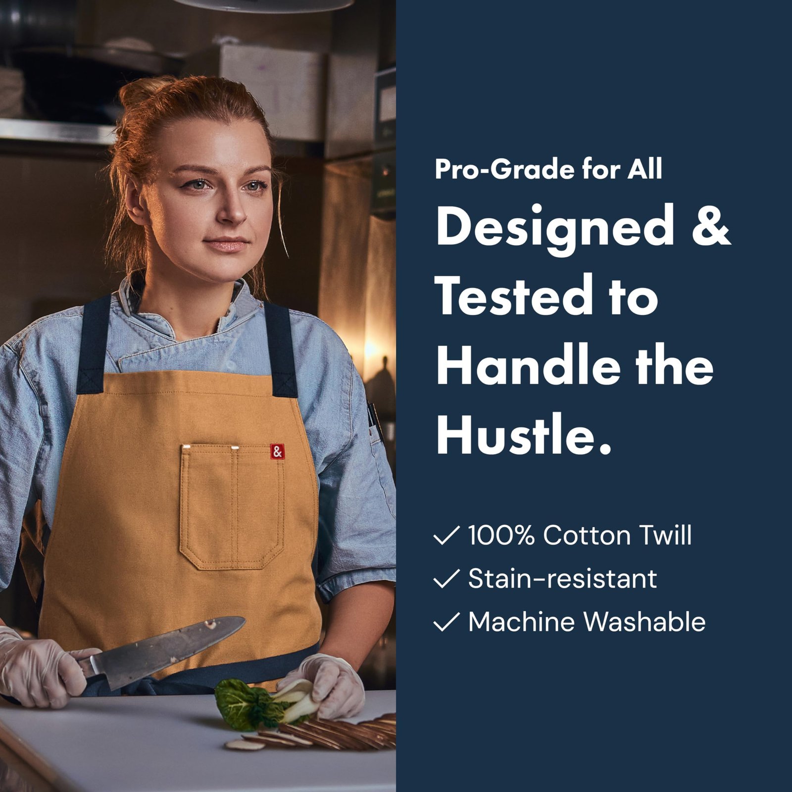 hedley & bennett Crossback Apron - Crossback Chef Apron with Pockets - 100% Cotton Twill, 8oz - Midnight Blue - Image 5