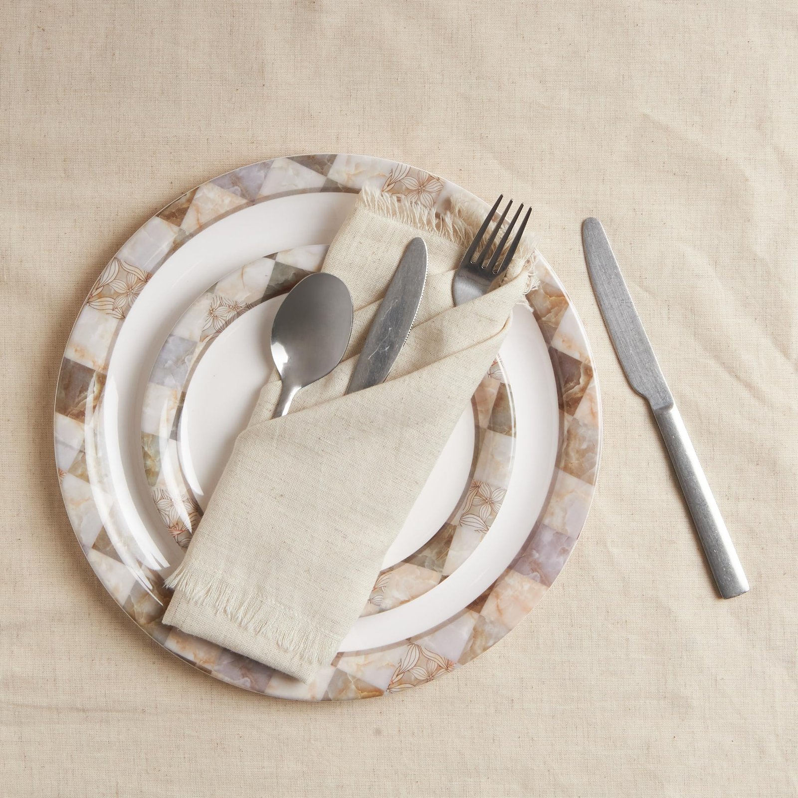 ACCENTHOME Natural Cotton Linen Napkin Set of 12 18x18 inch Dinner Napkins - Washable Soft Premium Hotel Quality Reusable Hemmed Edges Napkins Perfect Table Linens for Family Dinners, Weddings - Image 6