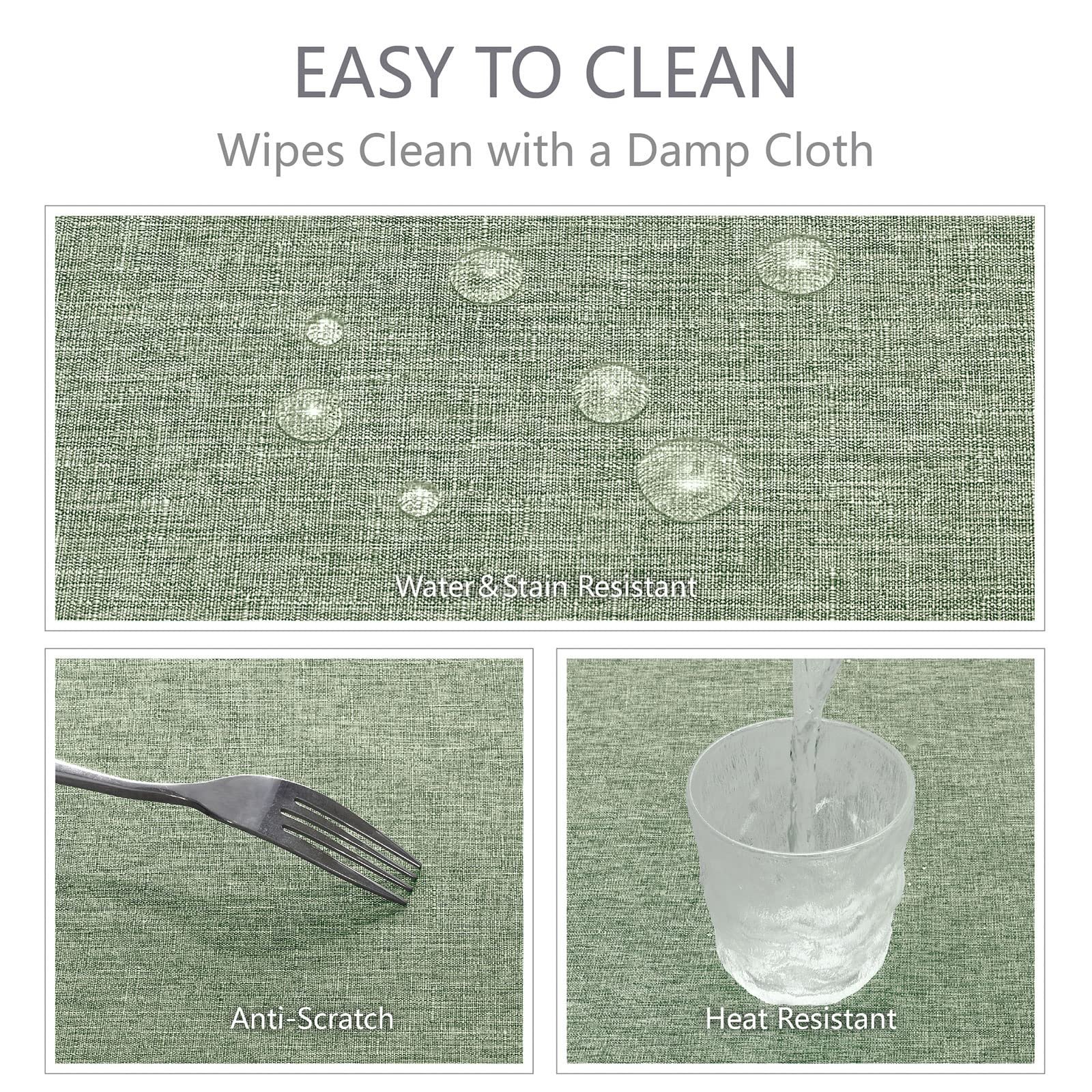 Veblandy Rectangle Tablecloth Linen Textured Waterproof & Stain Resistant Table Cloth Wrinkle Free Decorative Fabric Farmhouse Table Cover for Dining/Party/Buffet/Wedding, 52 x 70 Inch, Sage Green - Image 5