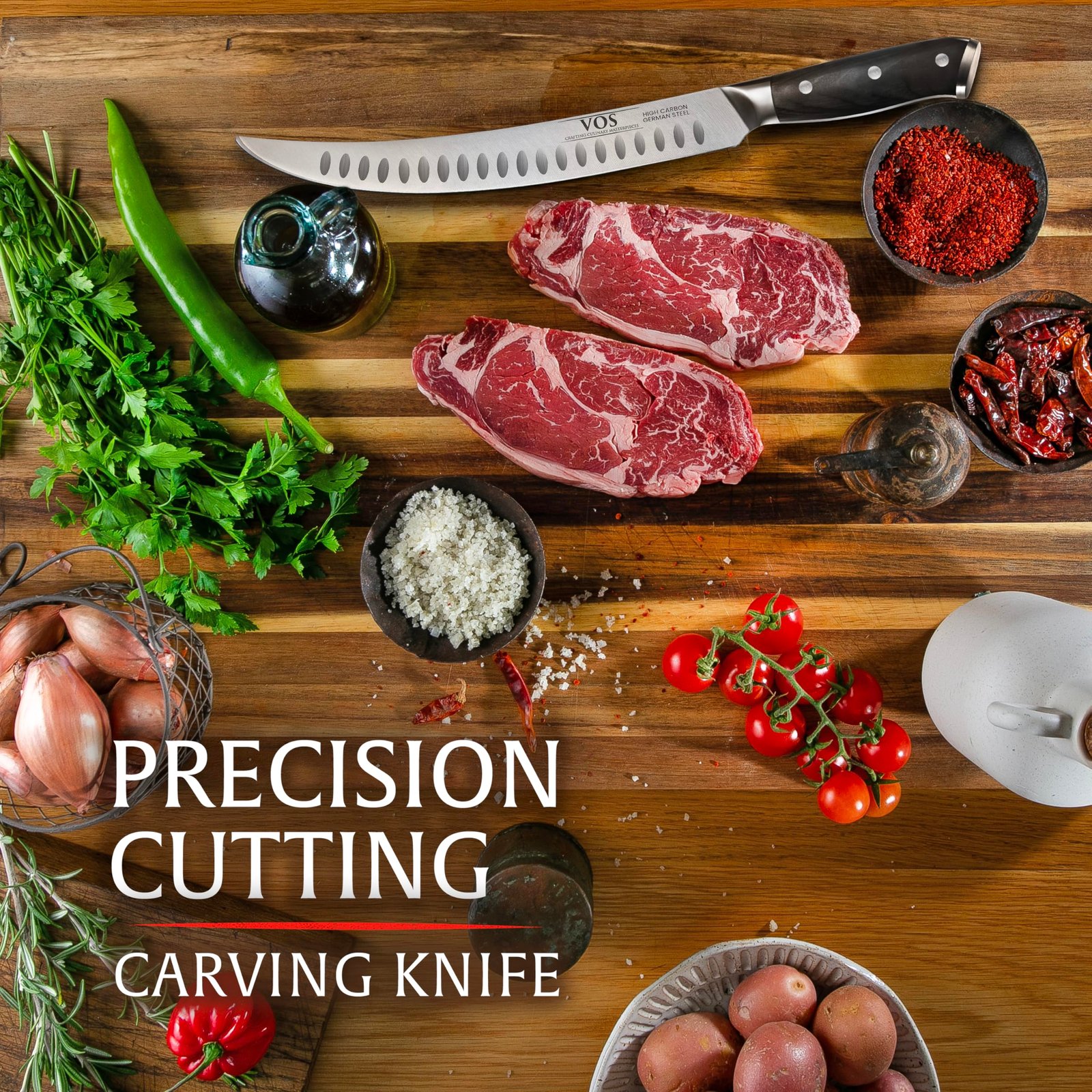 Vos 10" & 12" Carving Knife Set – German Steel Brisket & Butcher Knives with Ergonomic Handles – Razor Sharp Full Tang BBQ Slicer Duo – Gift Box Included - Image 6