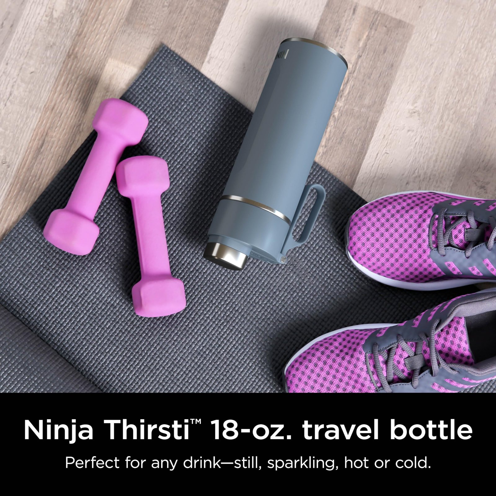 Ninja DW2401BL Thirsti 24oz Travel Water Bottle, For Carbonated Sparkling Drinks, Colder and Fizzier Longer, Leak Proof, 24 Hrs Cold, Dishwasher Safe, Stainless Steel Insulated Tumbler, Storm Blue - Image 10